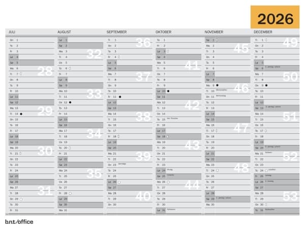 Vægkalender A2 2026 DK