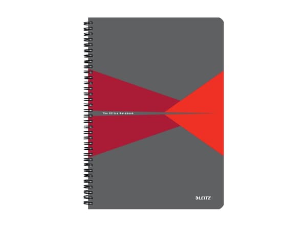Leitz Office - Notisbok - spiralbundet - A4 (210 x 297 mm) - 90 ark / 180 sider - rutet - rød - polypropylen (PP)