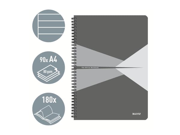 Leitz Office - Notebook set - spiralbundet - A4 (210 x 297 mm) - 90 ark / 180 sider - lined - polypropylen (PP)
