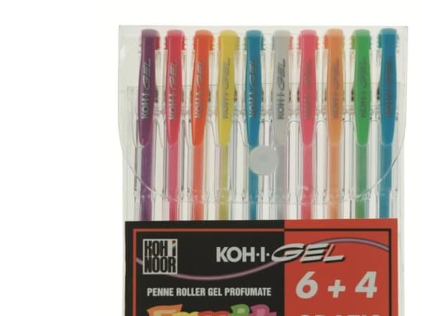 Koh-I-Noor NAGP10P, Gelépenn med hette, Blå, Grønn, Oransje, Rosa, Rød, Fiolett, Hvit, Gult, Gjennomsiktig, 0,8 mm, 10 stykker