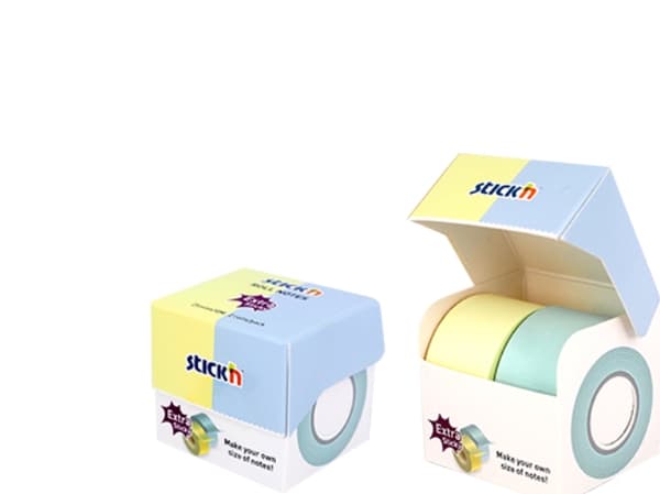 Note Roll Extra Sticky FSC 2x25mmx10m Pastel Gul/Blå