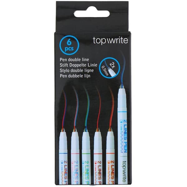 Topwrite - Dubbel linje kulspetspenna set 6 element