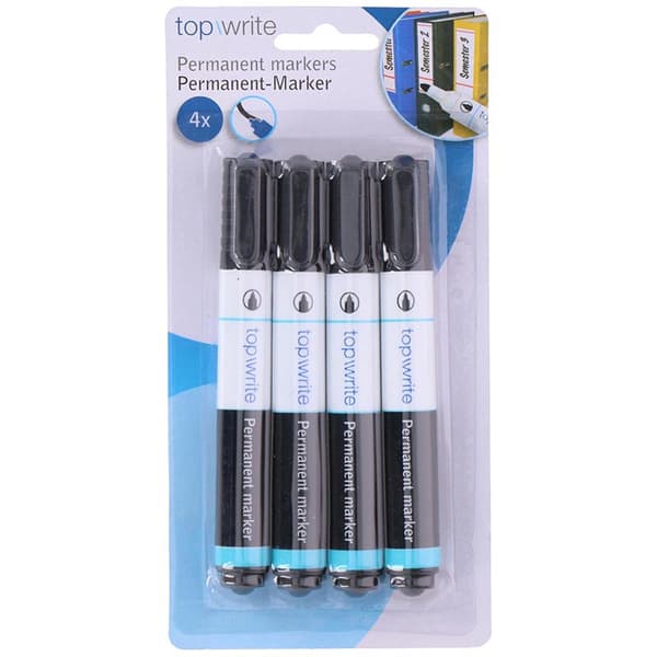 Topwrite - Permanent markör 4 st. (Svart)
