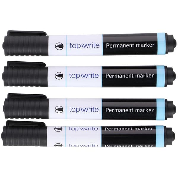 Topwrite - Permanent markör 4 st. (Svart)