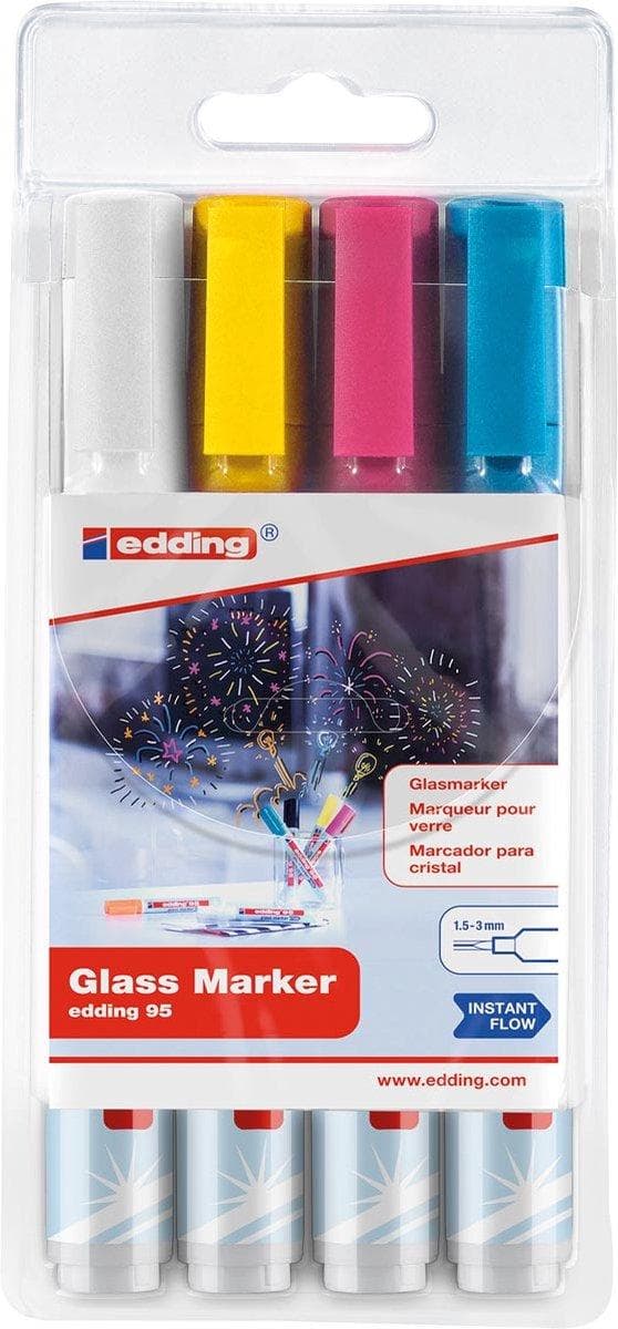 Filtpenna edding 95 glastavla assorterad inkl vit