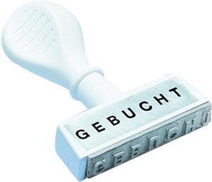 Wedo 19312 lejrtekststempel booket, plastik, aftryksbredde 45 mm, skrifthøjde 5 mm, ergonomisk håndtag, hvid
