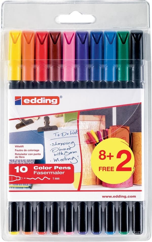 Edding 1200 - tusch - sæt med 10 farver i etui