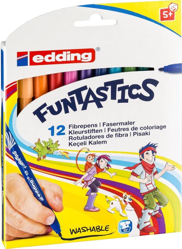 Edding Funtastics Marker 12 stykke(r) Blok Beige - Sort - Blå - Bordeaux - Brun - Cyan - Grøn -