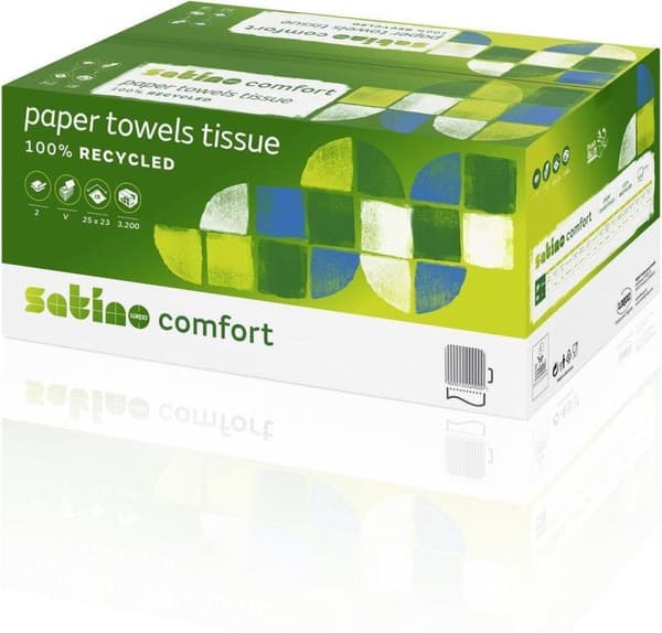 Satino | Comfort-pyyhkeet 2-kerroksiset | 25x23cm | 3200 kappaletta