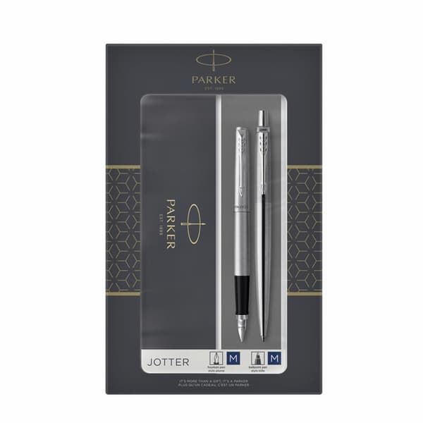 Parker 2093258 pennset Svart, Silver 2 st