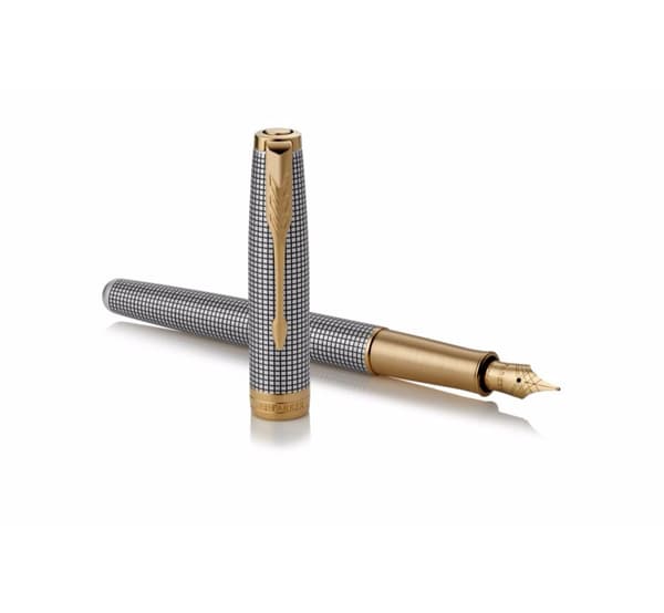 Parker Sonnet mejslet sølv GT F fyldepen