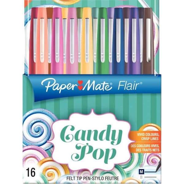 Papermate Flair Candy Pop tuschpenna Medium Flerfärgad 16 st