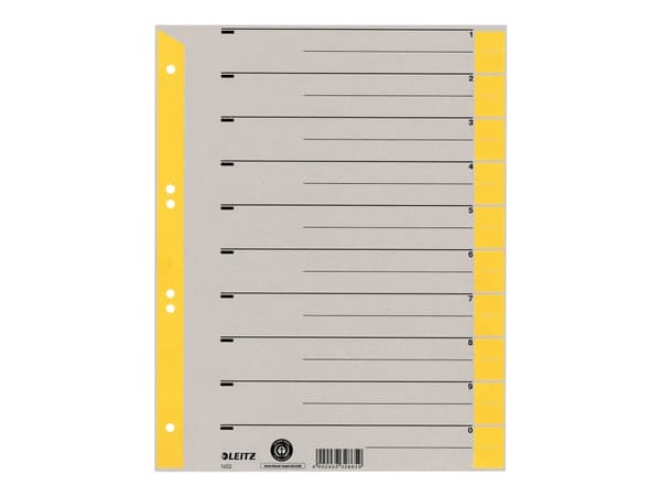 Leitz - Inndeler - 10 deler - for A4 - med fliker - gul
