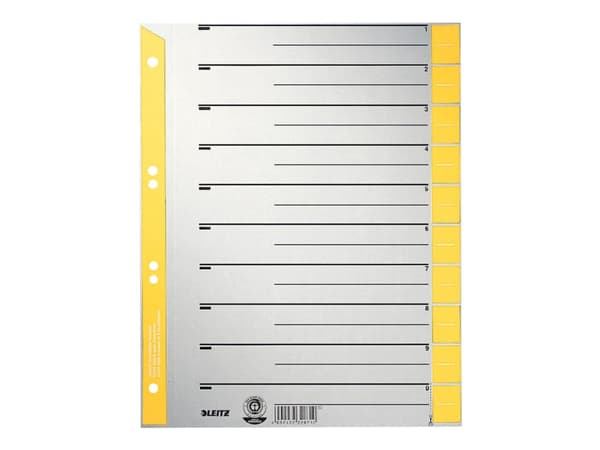 Leitz - Inndeler - 10 deler - for A4 - med fliker - gul
