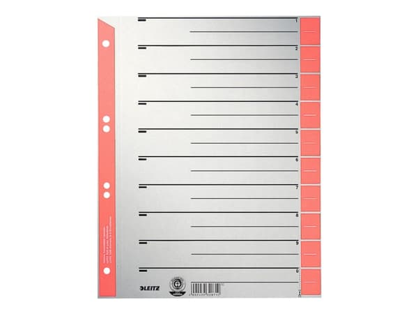 Leitz - Inndeler - 10 deler - fortrykt: 0-9 - for 240 x 300 mm - med fliker - rød