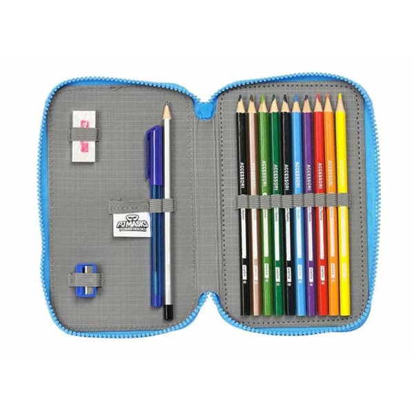 Double Pencil Case PJ Masks Blue 12,5 x 19,5 x 4 cm