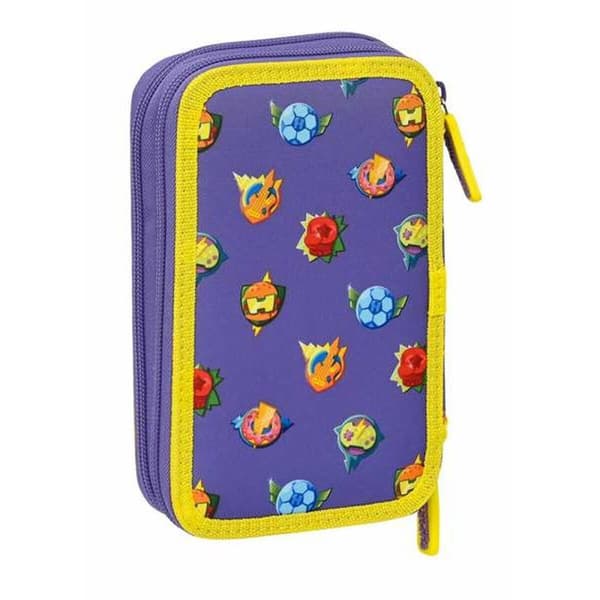 Double Pencil Case SuperThings Guardians Of Kazoom Yellow Purple 12,5 x 19,5 x 4 cm