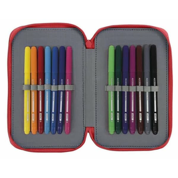 Double Pencil Case Real Sporting de Gijón Red 12,5 x 19,5 x 4 cm