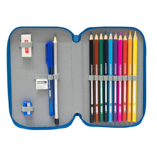 Double Pencil Case R. C. Deportivo de La Coruña Blue White 12,5 x 19,5 x 4 cm