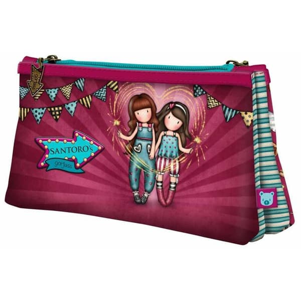 Double Carry-all Gorjuss Fairground Fireworks Maroon 21,5 x 11,5 x 5 cm (21.5 x 11,5 x 5 cm)