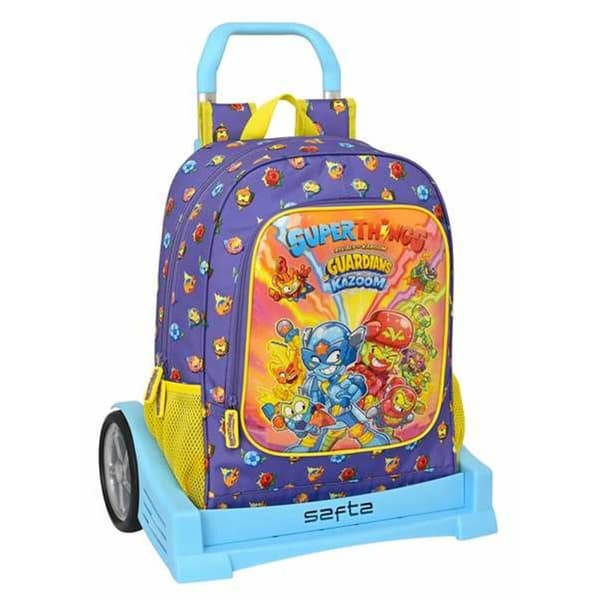 School Rucksack with Wheels SuperThings Guardians of Kazoom Yellow Purple 32 x 42 x 14 cm