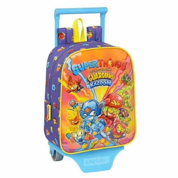 School Rucksack with Wheels SuperThings Guardians of Kazoom Yellow Purple 22 x 28 x 10 cm