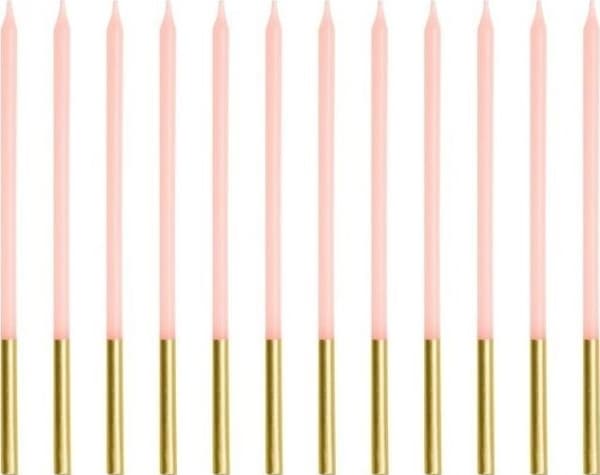 Syntymäpäiväkynttilät tavallinen vaaleanpunainen 14cm 12kpl