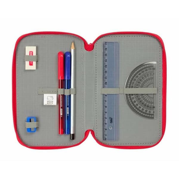 Triple Pencil Case Hello Kitty Iconic Red 12,5 x 19,5 x 5,5 cm