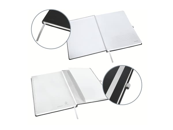 Leitz Style - Anteckningsblock - fodralbunden - A5 (145 x 210 mm) - 80 ark / 160 sidor - elfenbenspapper - lined - satinsvart skydd