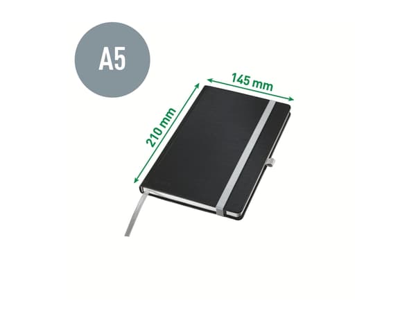 Leitz Style - Anteckningsblock - fodralbunden - A5 (145 x 210 mm) - 80 ark / 160 sidor - elfenbenspapper - lined - satinsvart skydd