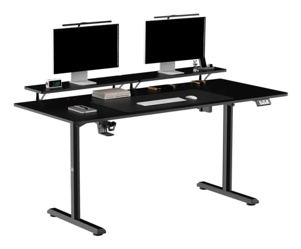 Ultradesk HIGHLANDER XXL, Straight, Rectangular shape, Gaming, Matt, Black, T-legs
