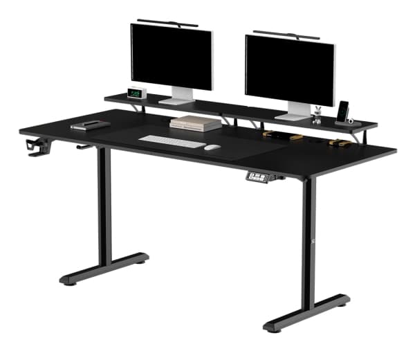 Ultradesk HIGHLANDER XXL, Straight, Rectangular shape, Gaming, Matt, Black, T-legs