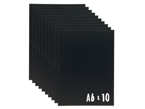 Securit® A6 liitutaulut 10 kpl iskunkestävästä polystyreenistä, mattamusta
