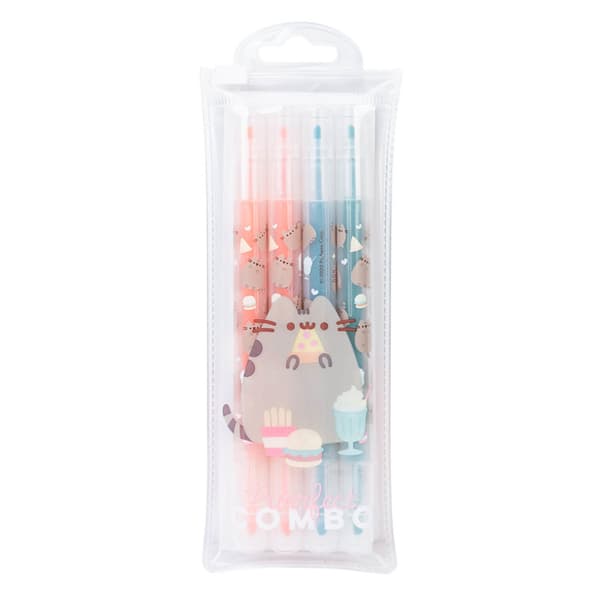 Pusheen-Foodiekollektion,dobbeltsidedetuscher/kuglepenne,sætmed4stk.