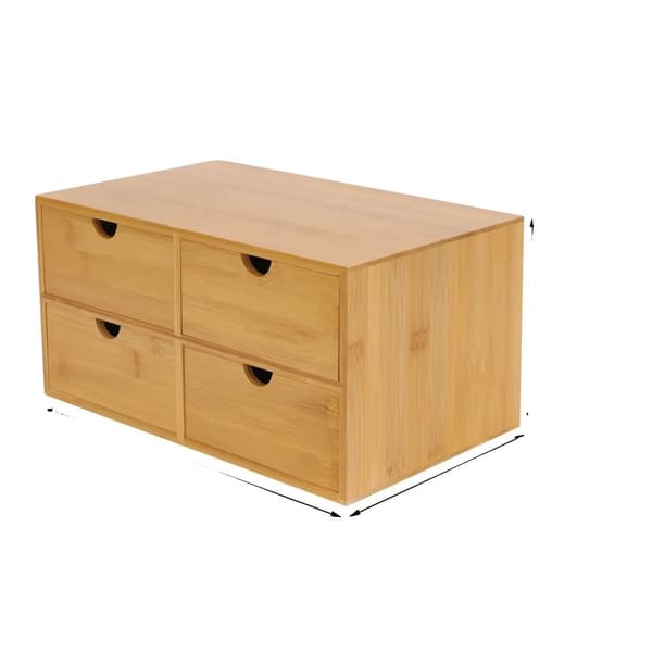Skrivebordsorganisator, 4 Skuffer, Minimalistisk Design,Bambus