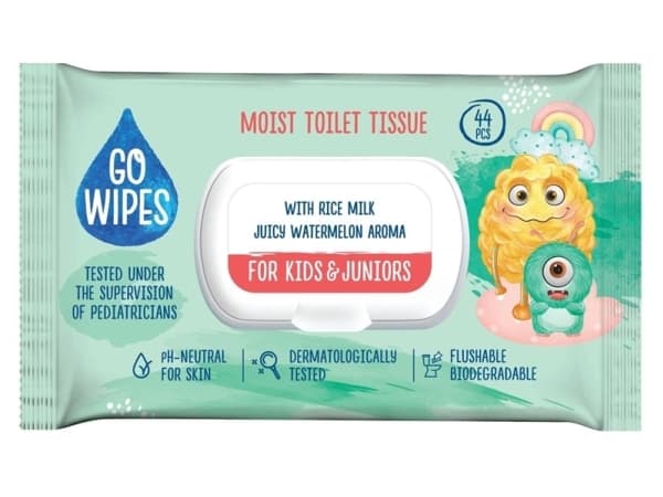 GOWIPES WET WC PAPER FOR KIDS&JUN 44PCS