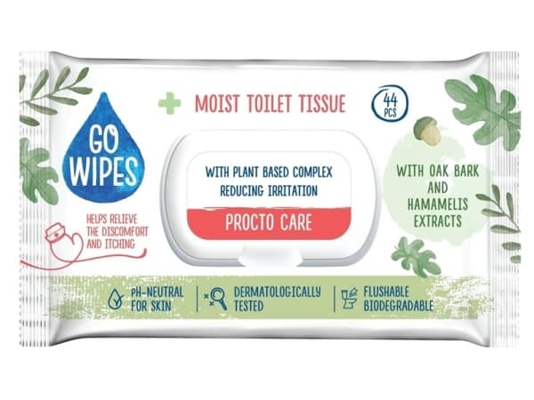 GOWIPES WET WC PAPER PROCTO CARE 44PCS