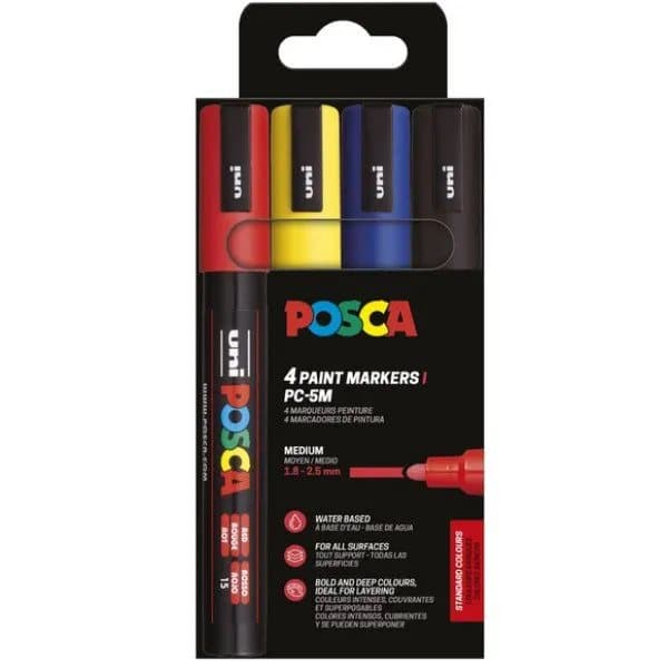 POSCA PC-5M 4stk Basis Farver