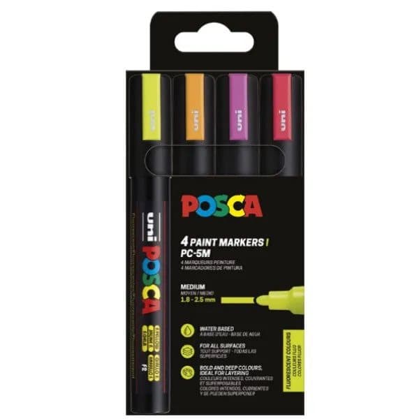 POSCA PC-5M 4stk Neon Farver