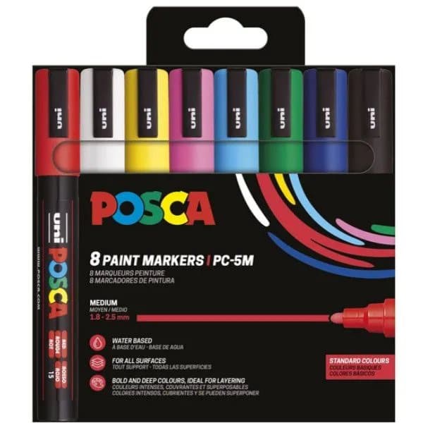 POSCA PC-5M 8stk Basis Farver