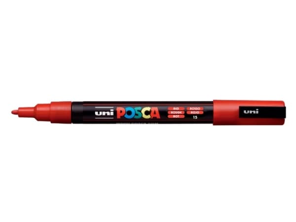 POSCA PC-3M, Röd, Multifärg, 1 färger, Fin, Vattenbaserat bläck, Rundad spets