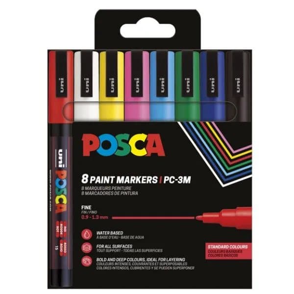 POSCA PC-3M 8st Basic Colours
