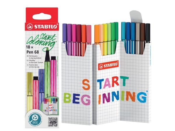 STABILO Pen 68, Medium, 18 farger, Flerfarget, 1 mm, Rund, 24 timer