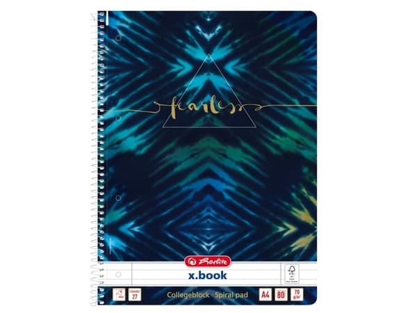 Herlitz New Batik Fearless, Mønster, Blå, Marineblå, A4, 80 ark, 70 g/m², Linjerte ark