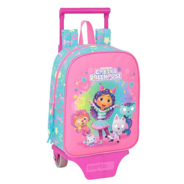 School Bag Gabby's Dollhouse Confetti Pink Turquoise 22 x 27 x 10 cm
