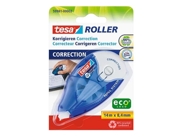 tesa® Roller Correct ecoLogo® (L x B) 14 m x 8,4 mm 59981 Innhold: 1 rull(er) (59981-02-05)