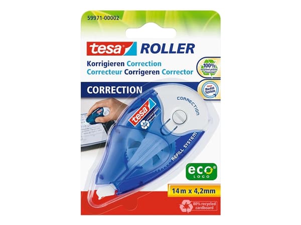 tesa® Roller Correct ecoLogo® (L x B) 14 m x 4,2 mm 59971 Innhold: 1 rull(er) (59971-02-05)