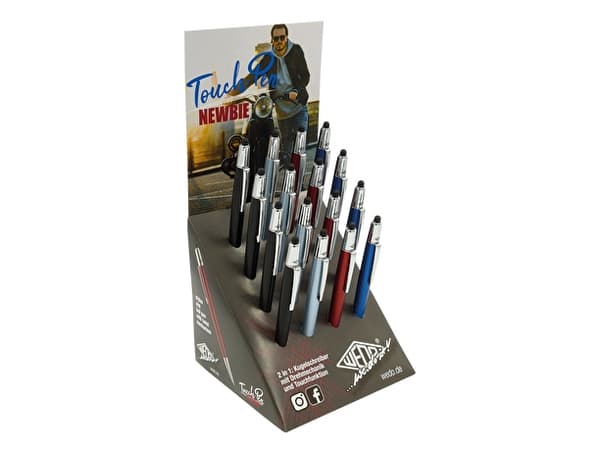 WEDO 2-i-1 NEWBIE stylus, 16-pack skjermberøringspenner for smarttelefoner, iPader og nettbrett, ledende - 16 deler (261 22072)