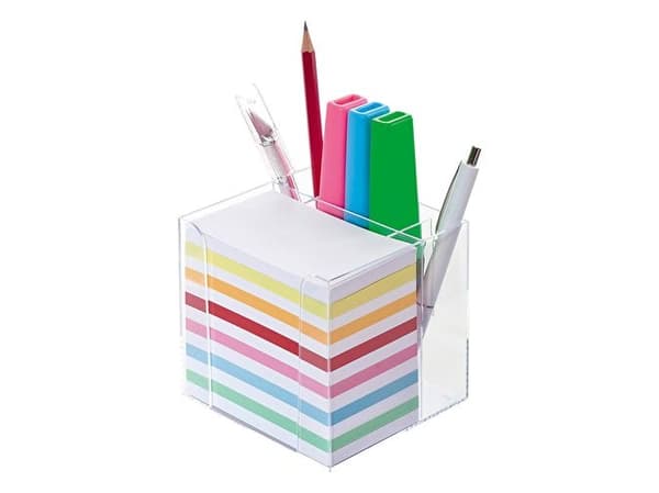 WEDO anteckningsbox med integrerad multihållare, kristallklar med 700 ark (55 x 90 mm), omväxlande vit och (270 266916)