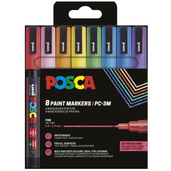 POSCA PC-3M 8st Glitterfärger